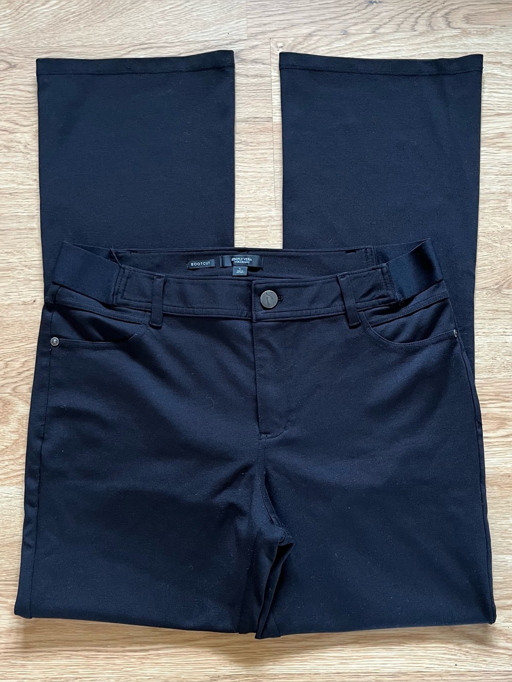 Simply Vera Wang Bootcut Trousers Women's Large Black Stretchable NWOT Casual